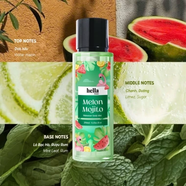 Xịt thơm body mist Hella Beauty 250ml hương nước hoa lưu hương lâu, an toàn cho da nhạy cảm, giảm giá 174k