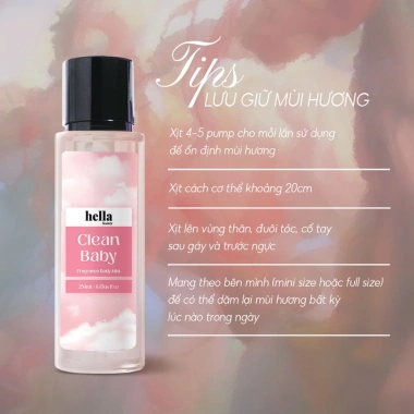 Xịt thơm body mist Hella Beauty 250ml hương nước hoa lưu hương lâu, an toàn cho da nhạy cảm, giảm giá 174k