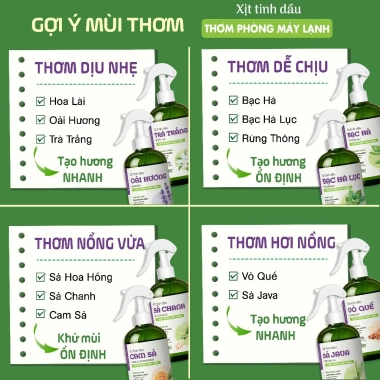 Xịt Thơm Khử Mùi Phòng Máy Lạnh, Điều Hòa TINHDAUSACHANH 100ml/500ml - Tinh Dầu Ẩm Mốc Hiệu Quả, 46.200đ