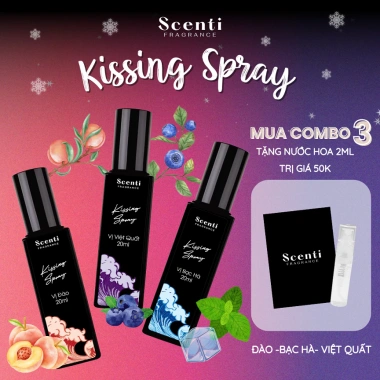 Xịt Thơm Miệng Kissing Spray Scenti 20ml Hương Trái Cây & Bạc Hà Tự Nhiên – Giảm giá, không cồn, hương thơm lâu dài, đặc biệt tăng tự tin, chỉ 33.000đ