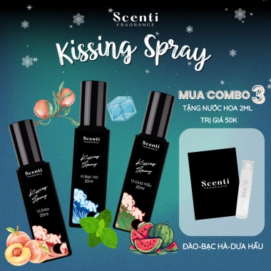 Xịt Thơm Miệng Kissing Spray Scenti 20ml Hương Trái Cây & Bạc Hà Tự Nhiên – Giảm giá, không cồn, hương thơm lâu dài, đặc biệt tăng tự tin, chỉ 33.000đ