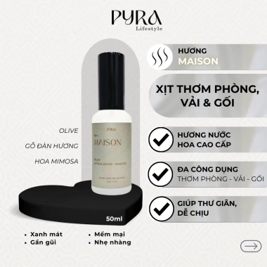 Xịt thơm phòng vải & gối hương nước hoa tinh tế - chai thủy tinh 50ml an toàn Pyra Lifestyle 6 Xịt thơm phòng vải & gối hương nước hoa tinh tế - chai thủy tinh 50ml an toàn Pyra Lifestyle 6