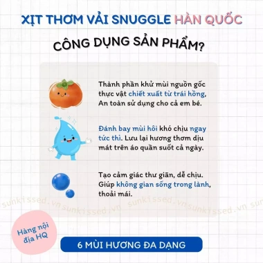 Xịt thơm quần áo Snuggle Hàn Quốc 6 mùi - Giá chỉ 38.900₫, giảm so với 49.792₫