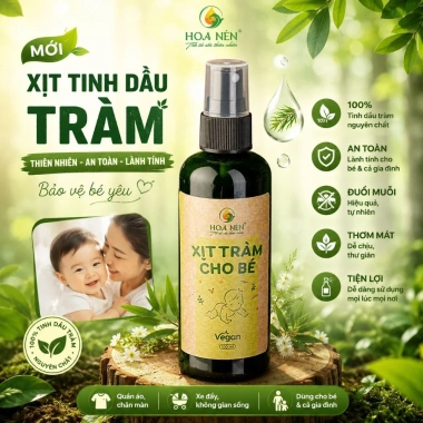 Xịt tinh dầu tràm Hoa Nén 100ml - Đuổi muỗi, giảm hăm tã, rôm sảy, mẩn ngứa, 89.000đ