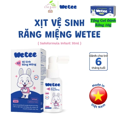 Xịt vệ sinh răng miệng Wetee cho bé 6 tháng, không Fluor, vị ngọt xylitol, nuốt được - Giá 169.000đ