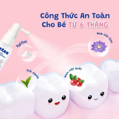 Xịt vệ sinh răng miệng Wetee cho bé 6 tháng, không Fluor, vị ngọt xylitol, nuốt được - Giá 169.000đ