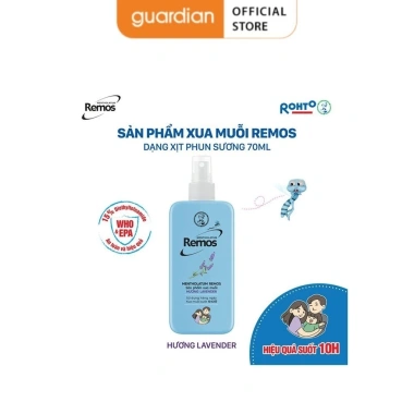 Xịt Xua Muỗi Remos Lavender 70ml - Diệt muỗi nhanh, hương oải hương thơm mát, chỉ 42.000 VND (giảm từ 51.660 VND)