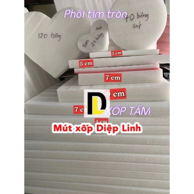 Xốp không bong tách PE đa độ dày 3-4-5-7-9cm, kích thước đa dạng, phôi tim tròn hoa chỉ 35.000đ