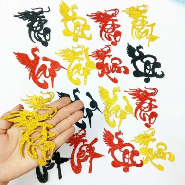 Xốp kim tuyến rồng phượng 10cm: Dán dưa hấu, dừa, mẹt, keo dán mặt sau, trang trí Tết, giảm giá 40.000₫