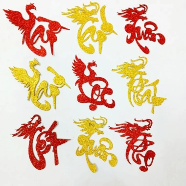Xốp kim tuyến rồng phượng 10cm: Dán dưa hấu, dừa, mẹt, keo dán mặt sau, trang trí Tết, giảm giá 40.000₫