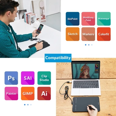 XPPen Deco mini7 V2 - Máy vẽ 7 inch, hỗ trợ Android, PC, nghiêng, bút 16k không pin 2