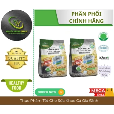 XUÂN AN Ngũ Cốc Yến Mạch Óc Chó Mè Đen 400g - 90k, Tặng YM 150g