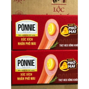 Xúc Xích Ponnie 12 cây 45gr - Thịt Heo Xông Khói Nhân Phô Mai, Giá Giảm 134.500₫