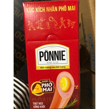 Xúc Xích Ponnie 12 cây 45gr - Thịt Heo Xông Khói Nhân Phô Mai, Giá Giảm 134.500₫