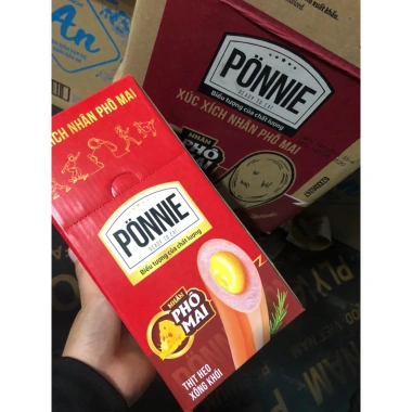 Xúc Xích Ponnie 12 cây 45gr - Thịt Heo Xông Khói Nhân Phô Mai, Giá Giảm 134.500₫