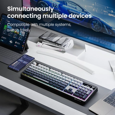 XUNFOX Bàn Phím Không Dây TK100 2.4G và Bluetooth 5.0, Phím PBT Chống Mờ, Pin 2.000mAh, Giá Ưu Đãi 499.000₫