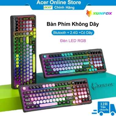 XUNFOX Bàn Phím và Chuột Không Dây Gaming Bluetooth 2.4G LED RGB - Giá 169.000₫