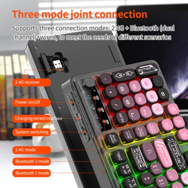 XUNFOX Bàn Phím và Chuột Không Dây Gaming Bluetooth 2.4G LED RGB - Giá 169.000₫ 4 XUNFOX Bàn Phím và Chuột Không Dây Gaming Bluetooth 2.4G LED RGB - Giá 169.000₫ 4