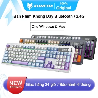 XUNFOX TK100 Bàn Phím Không Dây Bluetooth 2.4GHz Dual Mode - Hỗ Trợ Win & Mac, Đèn RGB, 498.000₫