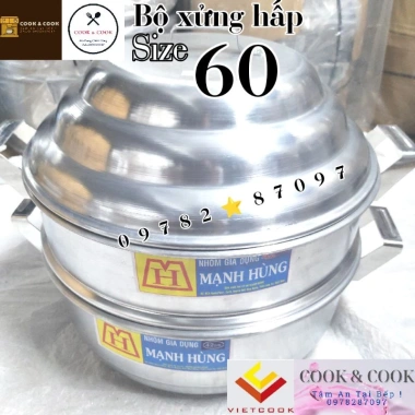 Xửng Hấp Nhôm Mạnh Hùng 60cm Chính Hãng - Giá ưu đãi 900k, phù hợp hấp bánh bao, hải sản, rau củ