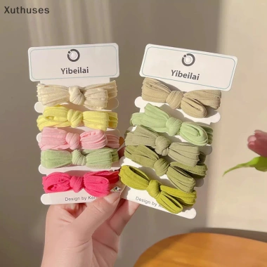 Xut 5/10 Chiếc Nơ Tóc Dây Co Giãn Nhiều Màu Traceless Đuôi Ngựa Cao Su Dành cho Bé Gái Dễ Thương Ưu đãi Giá chỉ 42.552đ