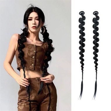 Y2K Hotties tóc giả đuôi ngựa 2PC 70cm punk bong bóng xoắn bím - chỉ 99.000đ