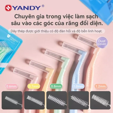 YANDY Bàn Chải Kẽ Răng Hình L - Làm Sạch Sâu Giữa Răng, Chỉnh Nha, Chính Hãng, 60.000₫