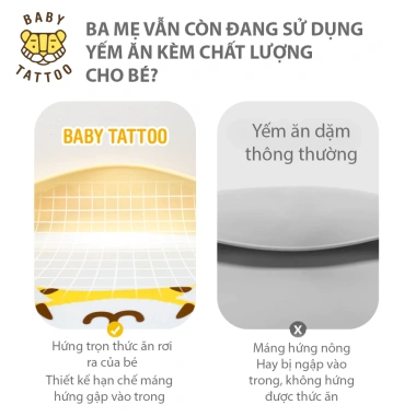 Yếm Ăn Dặm Baby Tattoo Silicone Cao Cấp - Mềm Mại, Máng Hứng Lớn, Giá 190.000đ 2