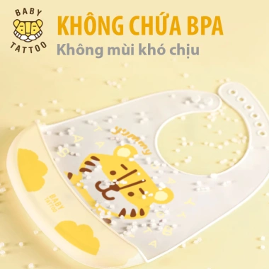Yếm Ăn Dặm Baby Tattoo Silicone Cao Cấp - Mềm Mại, Máng Hứng Lớn, Giá 190.000đ 3