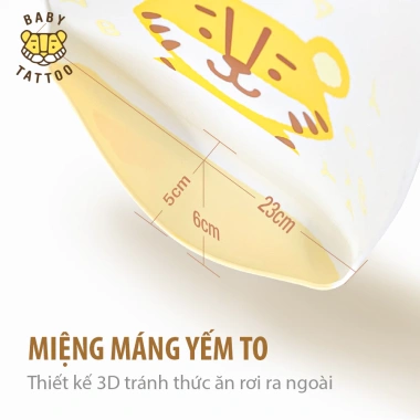 Yếm Ăn Dặm Baby Tattoo Silicone Cao Cấp - Mềm Mại, Máng Hứng Lớn, Giá 190.000đ 7
