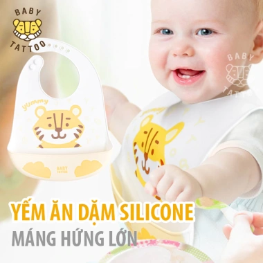 Yếm Ăn Dặm Baby Tattoo Silicone Cao Cấp - Mềm Mại, Máng Hứng Lớn, Giá 190.000đ 9