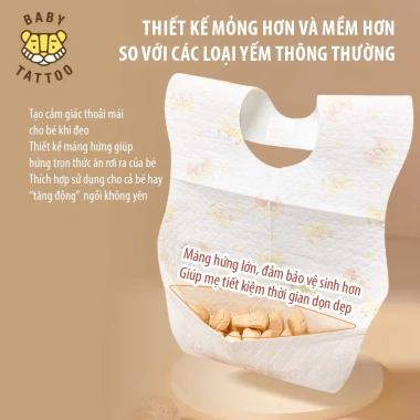 Yêm ăn dặm bé mang hứng Baby Tattoo - Vải dùng 1 lần, hộp 20 cái, giá 160.000 VND 5