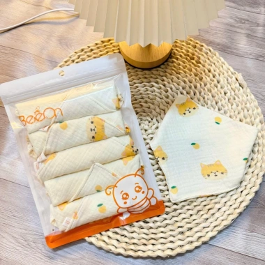 Yếm ăn dặm BeeOn muslin tam giác mềm mại, cúc bấm cho bé trai & bé gái - 22.154₫ 2