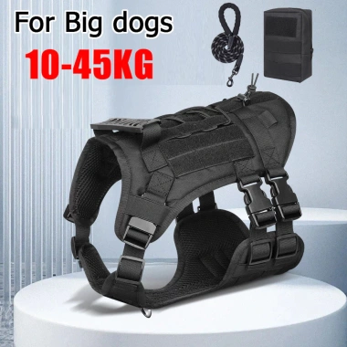 Yếm chó chống giật 10-45kg, đệm lót thoáng khí, áo ghi‑lê, dây dắt 1.5m, dải phản quang cho Husky & Labrador