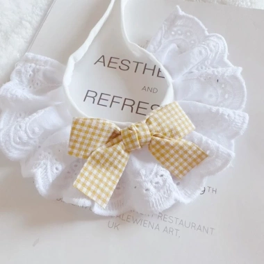 Yếm Chó Mèo Nơ Bướm Cotton Nguyên Chất Ren Viền - Khăn Nước Bọt Thú Cưng Chó Nhỏ Vừa