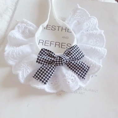 Yếm Chó Mèo Nơ Bướm Cotton Nguyên Chất Ren Viền - Khăn Nước Bọt Thú Cưng Chó Nhỏ Vừa