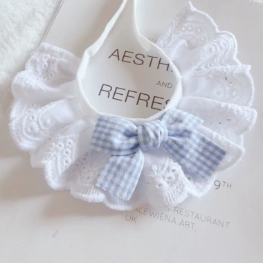 Yếm Chó Mèo Nơ Bướm Cotton Nguyên Chất Ren Viền - Khăn Nước Bọt Thú Cưng Chó Nhỏ Vừa