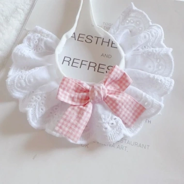 Yếm Chó Mèo Nơ Bướm Cotton Nguyên Chất Ren Viền - Khăn Nước Bọt Thú Cưng Chó Nhỏ Vừa