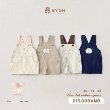 Yếm Embes Kaki Ngực Túi Thêu Đẹp Cho Bé 8‑18kg – Quần Yếm Mềm, Giá Giảm 213.750₫ Yếm Embes Kaki Ngực Túi Thêu Đẹp Cho Bé 8‑18kg – Quần Yếm Mềm, Giá Giảm 213.750₫