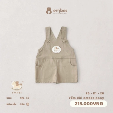Yếm Embes Kaki Ngực Túi Thêu Đẹp Cho Bé 8‑18kg – Quần Yếm Mềm, Giá Giảm 213.750₫ 4 Yếm Embes Kaki Ngực Túi Thêu Đẹp Cho Bé 8‑18kg – Quần Yếm Mềm, Giá Giảm 213.750₫ 4