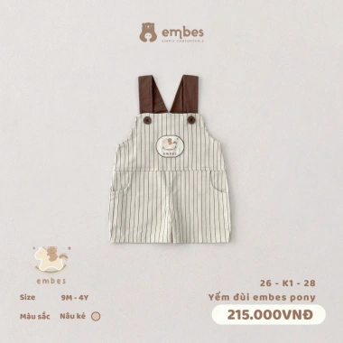 Yếm Embes Kaki Ngực Túi Thêu Đẹp Cho Bé 8‑18kg – Quần Yếm Mềm, Giá Giảm 213.750₫ 7 Yếm Embes Kaki Ngực Túi Thêu Đẹp Cho Bé 8‑18kg – Quần Yếm Mềm, Giá Giảm 213.750₫ 7