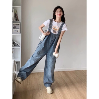 Yếm jean nữ dáng rộng form Hàn Quốc – Thiết kế thoải mái, giá chỉ 289.000 VND 2