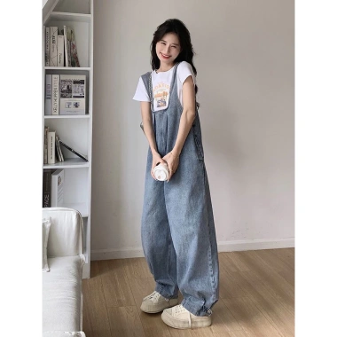 Yếm jean nữ dáng rộng form Hàn Quốc – Thiết kế thoải mái, giá chỉ 289.000 VND 4