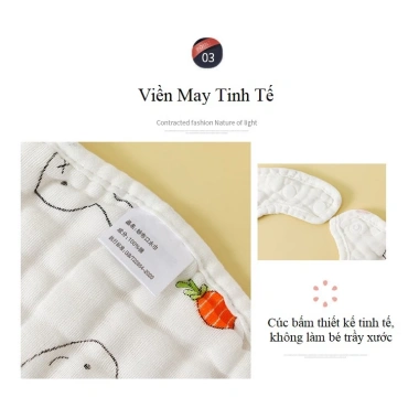 Yếm xô chữ U UniBaby 8 lớp cúc bấm 2 mặt, thoáng khí, thấm hút 30x22cm - 25.000đ 5