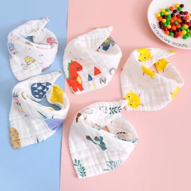 Yếm xô sữa tam giác 6 lớp 5 chiếc mềm mại, họa tiết xinh xắn - Uni Baby, giảm 65.000₫