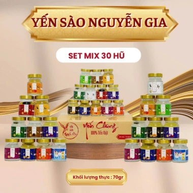 Yến 70ml 30hũ Combo Nguyên Gia 50% giảm - 20hũ tặng 10hũ Mix 7-10 vị, chỉ 609.000₫