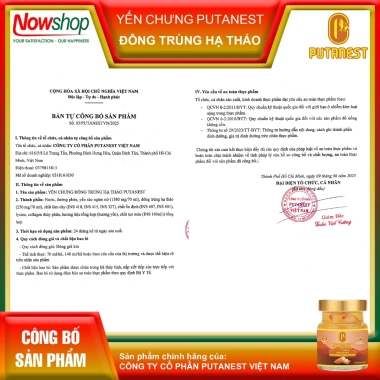 Yến Chưng Đông Trùng Hạ Thảo Putanest 70ml Đẹp Da, Tăng Đề Kháng, Quà Tặng 290k