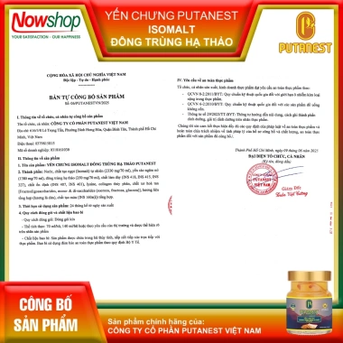 Yến Chưng Isomalt Đông Trùng Hạ Thảo Putanest 70ml - Yến Sào, người ăn kiêng tiểu đường, 290.000 VND 8