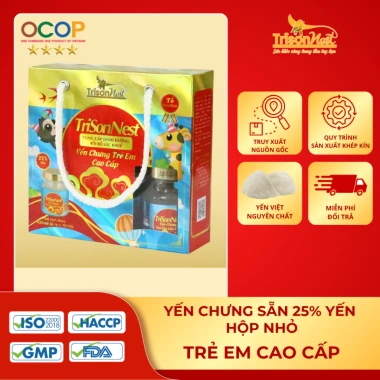 Yến Chưng Sẵn 25% Yến Sào Trí Sơn - Hộp 6 hũ Quà Tặng, Dinh Dưỡng Cao, An Toàn Truy Xuất Gốc, Giá Ưu Đãi 330k