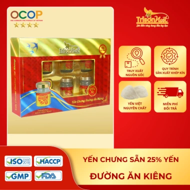 Yến Chưng Sẵn 25% Yến Sào Trí Sơn - Hộp 6 hũ Quà Tặng, Dinh Dưỡng Cao, An Toàn Truy Xuất Gốc, Giá Ưu Đãi 330k